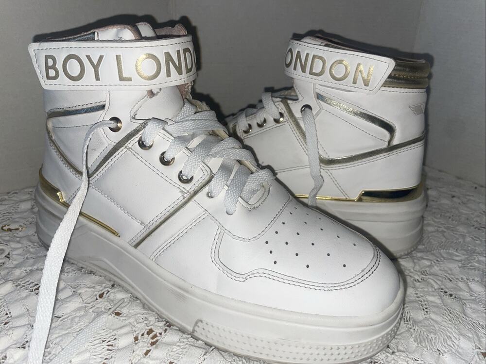 Boy London White Gold High Top Sneakers Limited Sale 24 Mex (USA 7 Women’s)